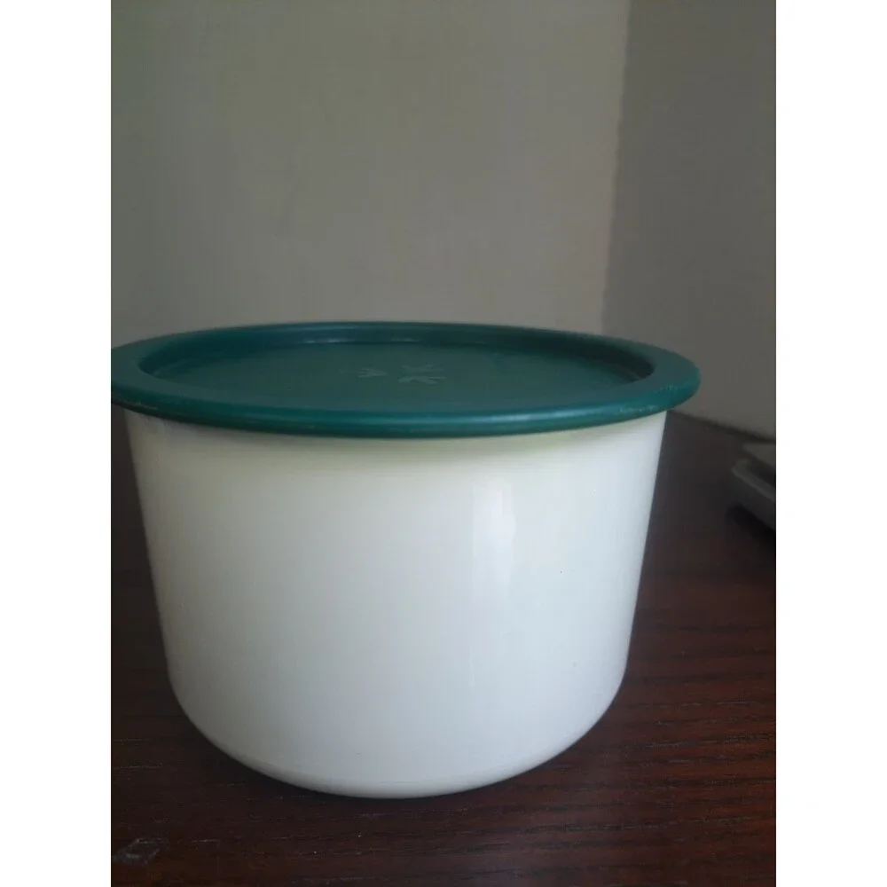 Vtg Tupperware One Touch Canister White With Hunter Green Lid 2708A-2